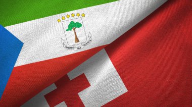 Ekvator Ginesi ve Tonga iki bayraktekstil kumaş, kumaş doku
