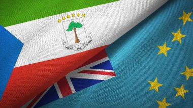 Ekvator Ginesi ve Tuvalu iki bayraktekstil kumaş, kumaş doku