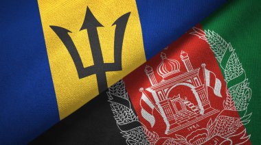 Barbados ve Afganistan iki bayraklar tekstil kumaş, kumaş doku 