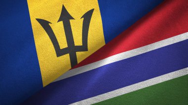 Barbados ve Gambiya iki bayrak tekstil kumaş, kumaş doku