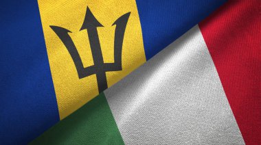 Barbados ve İtalya iki bayraklar tekstil kumaş, kumaş doku