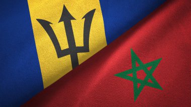 Barbados ve Fas iki bayraklar tekstil kumaş, kumaş doku