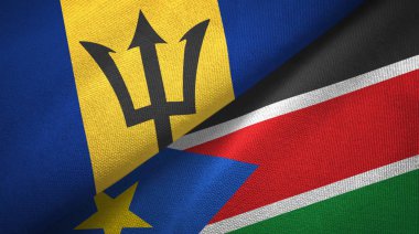 Barbados ve Güney Sudan iki bayraktekstil kumaş, kumaş doku