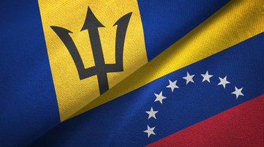 Barbados ve Venezuela iki bayraklar tekstil kumaş, kumaş doku