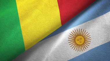 Mali ve Arjantin iki bayraklar tekstil kumaş, kumaş doku 