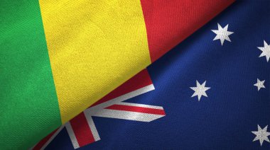 Mali ve Avustralya iki bayraklar tekstil kumaş, kumaş doku 