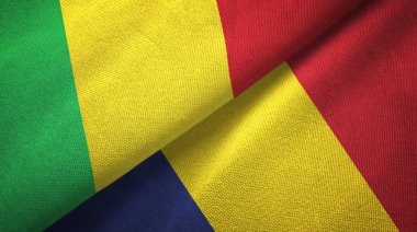 Mali ve Çad iki bayraklar tekstil kumaş, kumaş doku 
