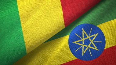 Mali ve Etiyopya iki bayraklar tekstil kumaş, kumaş doku