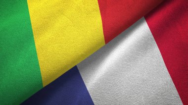 Mali ve Fransa iki bayraklar tekstil kumaş, kumaş doku