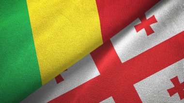 Mali ve Gürcistan iki bayraklar tekstil kumaş, kumaş doku