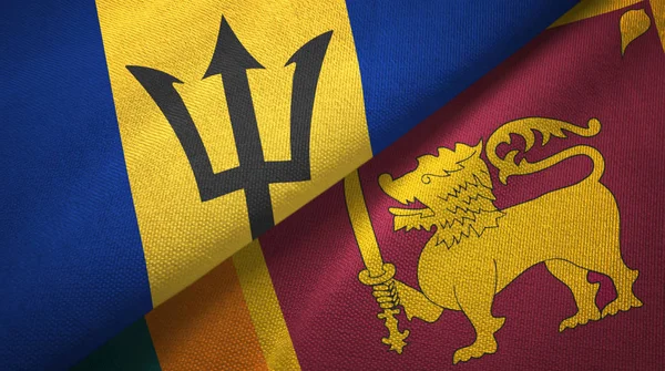 Barbados und sri lanka zwei flaggen textilstoff, textur — Stockfoto