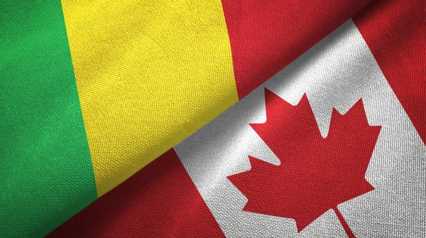 Mali and Canada two flags textile cloth, fabric texture