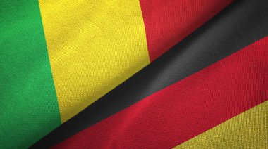 Mali ve Almanya iki bayrak tekstil kumaş, kumaş doku