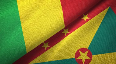 Mali ve Grenada iki bayrak tekstil kumaş, kumaş doku