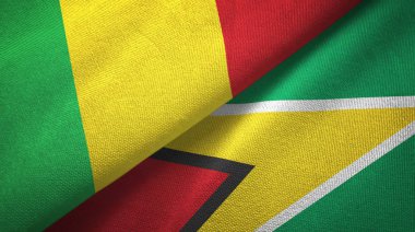Mali ve Guyana iki bayrak tekstil kumaş, kumaş doku