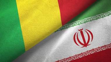 Mali ve İran iki bayrak tekstil kumaş, kumaş doku