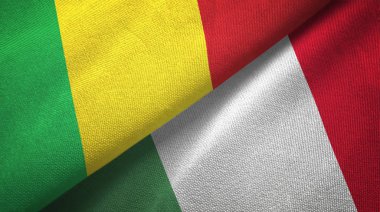 Mali ve İtalya iki bayraklar tekstil kumaş, kumaş doku