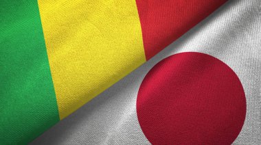 Mali ve Japonya iki bayraklar tekstil kumaş, kumaş doku