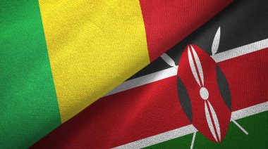 Mali ve Kenya iki bayrak tekstil kumaş, kumaş doku