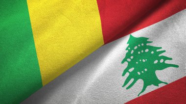 Mali ve Lübnan iki bayrak tekstil kumaş, kumaş doku