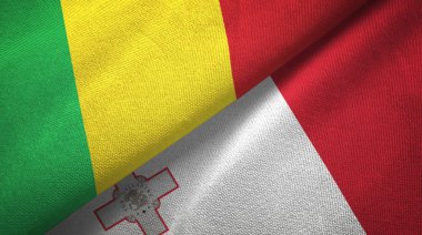 Mali ve Malta iki bayraklar tekstil kumaş, kumaş doku