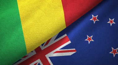 Mali ve Yeni Zelanda iki bayraklar tekstil kumaş, kumaş doku
