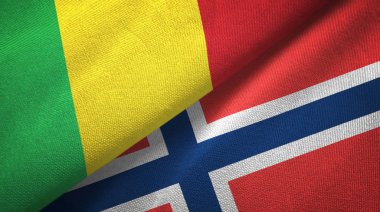 Mali ve Norveç iki bayrak tekstil kumaş, kumaş doku