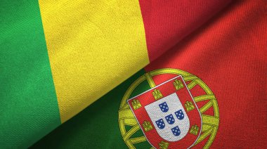 Mali ve Portekiz iki bayraklar tekstil kumaş, kumaş doku