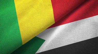 Mali ve Sudan iki bayrak tekstil kumaş, kumaş doku