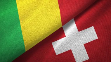 Mali ve İsviçre iki bayraklar tekstil kumaş, kumaş doku