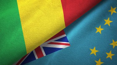 Mali ve Tuvalu iki bayrak tekstil kumaş, kumaş doku