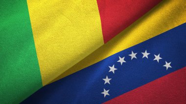Mali ve Venezuela iki bayrak tekstil kumaş, kumaş doku