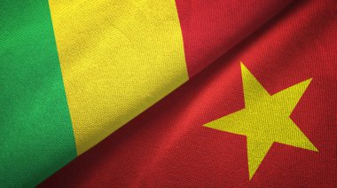 Mali ve Vietnam iki bayraklar tekstil kumaş, kumaş doku