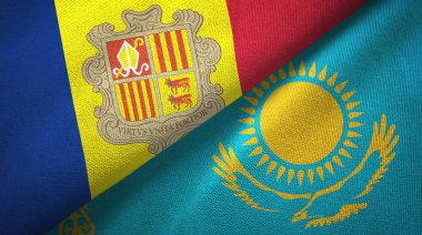 Andorra ve Kazakistan iki bayraktekstil kumaş, kumaş doku