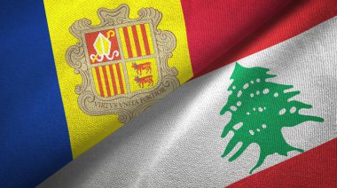 Andorra ve Lübnan iki bayrak tekstil kumaş, kumaş doku