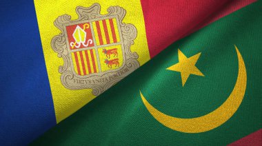 Andorra ve Moritanya iki bayraklar tekstil kumaş, kumaş doku