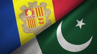 Andorra ve Pakistan iki bayraklar tekstil kumaş, kumaş doku
