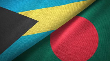 Bahamalar ve Bangladeş iki bayraklar tekstil kumaş, kumaş doku 