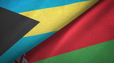 Bahamalar ve Beyaz Rusya iki bayraklar tekstil kumaş, kumaş doku 