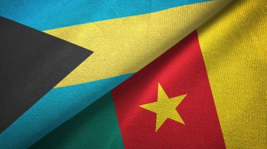 Bahamalar ve Kamerun iki bayraklar tekstil kumaş, kumaş doku 