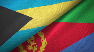 Bahamalar ve Eritre iki bayraklar tekstil kumaş, kumaş doku