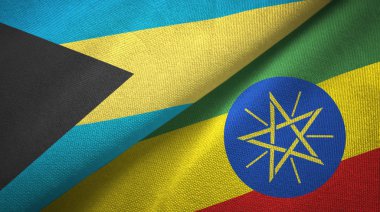 Bahamalar ve Etiyopya iki bayraklar tekstil kumaş, kumaş doku
