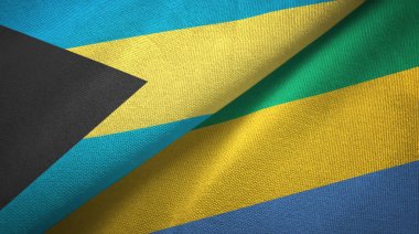 Bahamalar ve Gabon iki bayraklar tekstil kumaş, kumaş doku