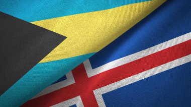 Bahamalar ve İzlanda iki bayraklar tekstil kumaş, kumaş doku