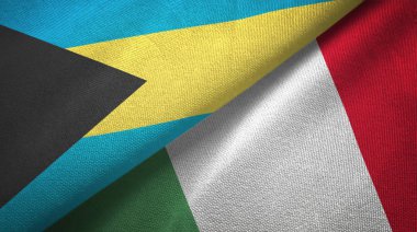 Bahamalar ve İtalya iki bayraklar tekstil kumaş, kumaş doku