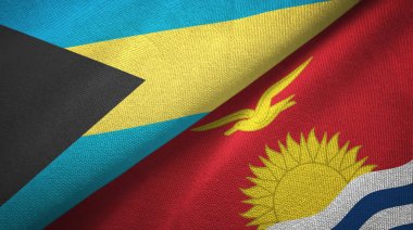 Bahamalar ve Kiribati iki bayraklar tekstil kumaş, kumaş doku