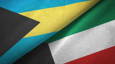 Bahamalar ve Kuveyt iki bayraklar tekstil kumaş, kumaş doku