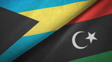 Bahamalar ve Libya iki bayraklar tekstil kumaş, kumaş doku