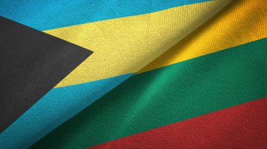 Bahamalar ve Litvanya iki bayraklar tekstil kumaş, kumaş doku