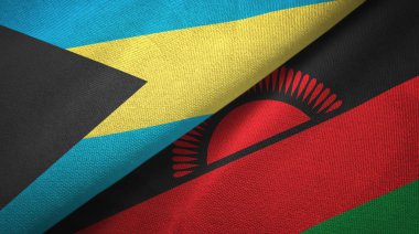 Bahamalar ve Malavi iki bayraklar tekstil kumaş, kumaş doku